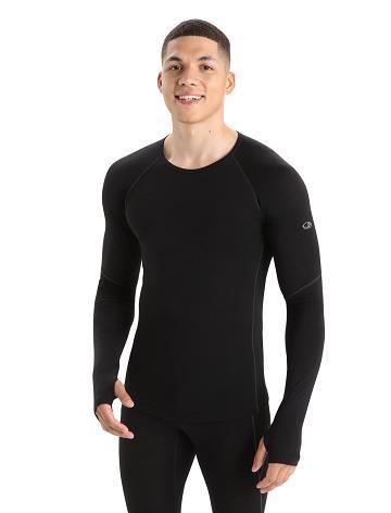 Black Icebreaker BodyfitZone™ Merino 150 Zone Long Sleeve Crewe Thermal Top Men's Base Layers | AU 1363TCEV